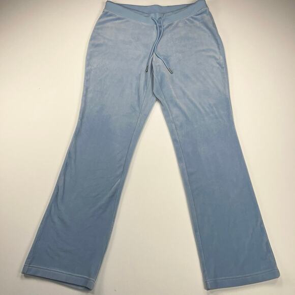 Juicy Couture Y2K OG Bling Logo Velour Track Pants Pastel Turquoise Size XL - Picture 2 of 14